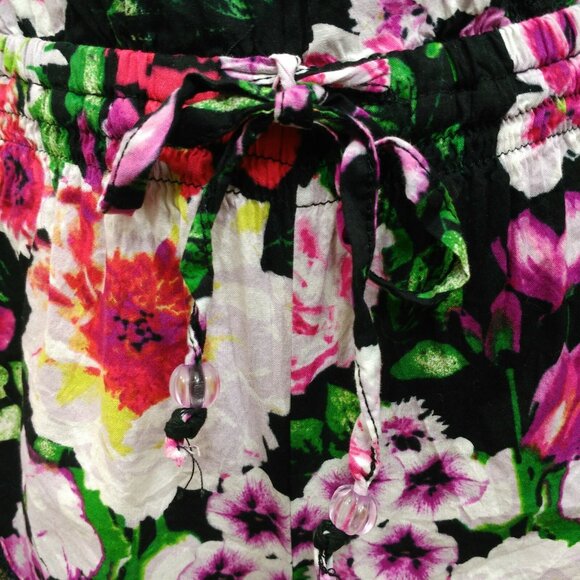Betsey Johnson Floral Romper Size XS Kimono Sleeve Lounge Wear Lace Trim Deep V - Picture 5 of 12